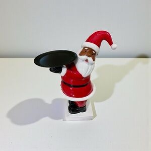 Festive Santa Claus Figurine with Tray - Red and Black